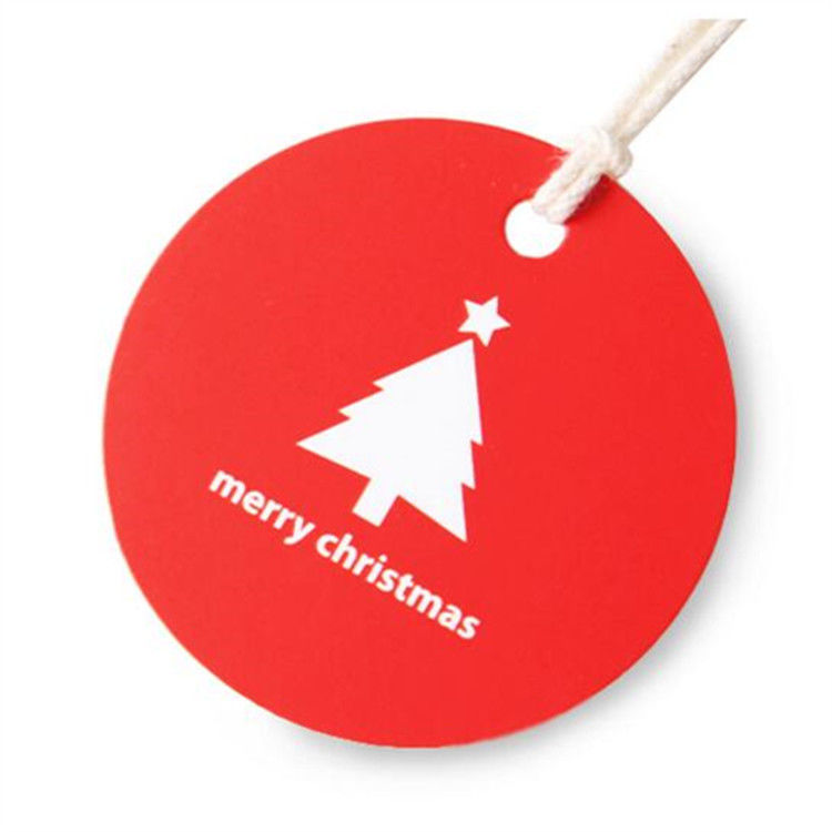 Recycled Merry Christmas Gift Paper Hang Tag Custom Price Tags With String