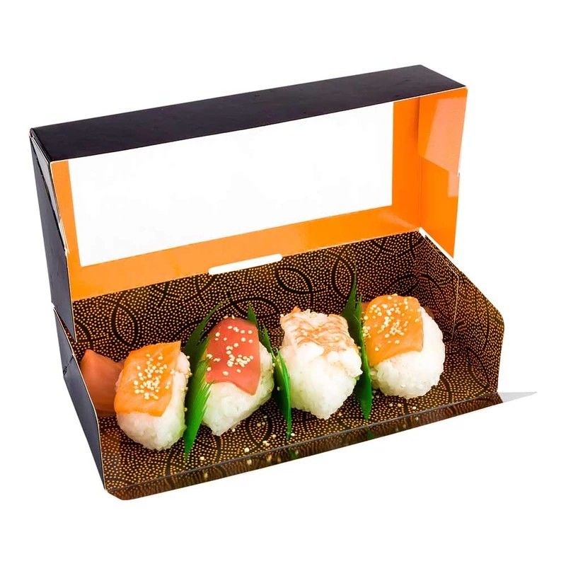 Logo Printing Custom Brown Sushi Paper Box With Window Food Packaging White Cardboard