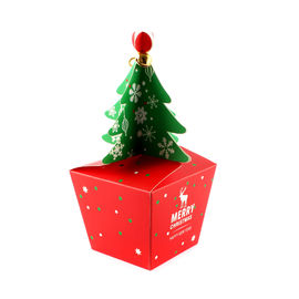 Αστείο λογότυπο κιβωτίων δέντρων κιβωτίων Χριστουγέννων συσκευάζοντας που τυπώνει τα μικρά κιβώτια δώρων