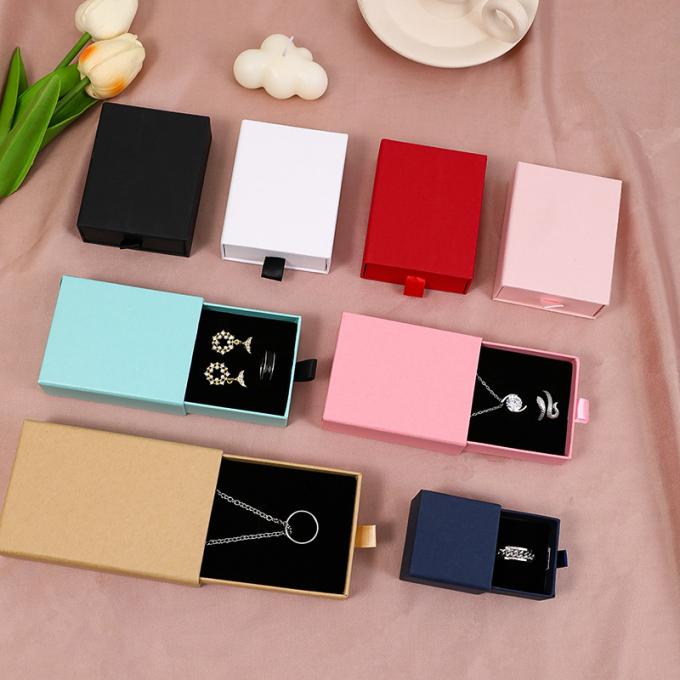 Προσαρμοσμένο λογότυπο χαρτόνι συρτάρι κοσμήματα συσκευασία κουτί για περιδέραιο σκουλαρίκι βραχιόλι δαχτυλίδι κοσμήματα κουτί 5